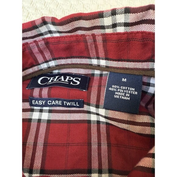 Chaps Easy Care‎ Twill Plaid Button Down Shirt Long Sleeve Casual | Men's Medium - Picture 7 of 13